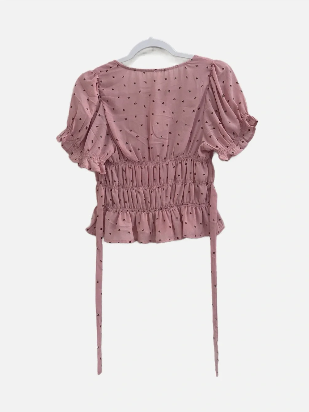 Free People Mauve Dot Smocked Crop Top